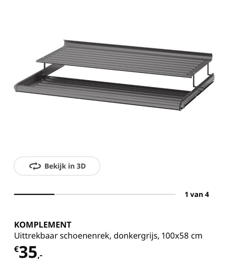 Ikea komplement schoenen lade grijs 100cm, Zo goed als nieuw, Minder dan 100 cm, 50 tot 75 cm, 50 tot 100 cm