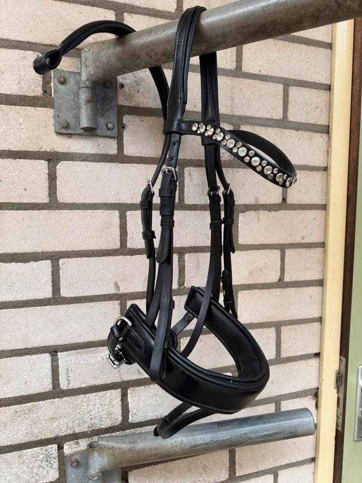 Hoofdstel Premiere full, brede neusriem, zwart, Dieren en Toebehoren, Paarden en Pony's | Hoofdstellen en Tuigage, Gebruikt, Dressuur