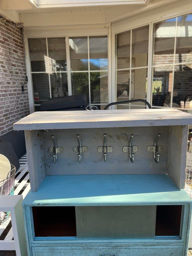 Steigerhouten Kapstok met 5 Haken - Robuust ruilen/gratis, Gebruikt, Minder dan 100 cm, Hout, Ophalen