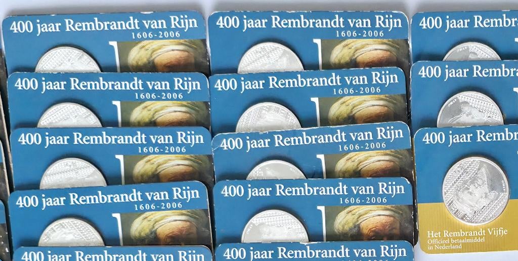 Weekend Deal: €5 Rembrandt Vijfje .925 Zilver, Postzegels en Munten, Koningin Beatrix, Zilver, Euro's, Ophalen of Verzenden