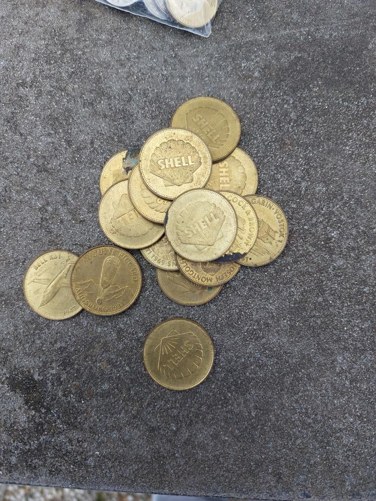 Vintage Shell munten - verzameling, Verzamelen, Ophalen of Verzenden, Gebruikt