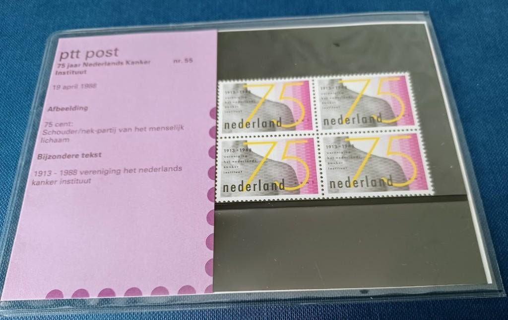 Postzegelmapje 55 - 75 jaar Nederlands Kanker Instituut, Verzenden, Na 1940, Postfris