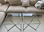 Glazen bijzettafels met chroom onderstel (50x50x45), Minder dan 55 cm, Gebruikt, Vierkant, Glas