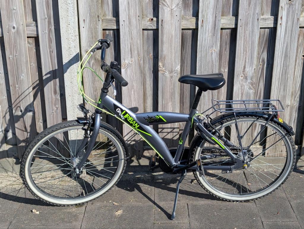 Urban Grunge kinderfiets 24 inch - Grijs/Neon Groen, Fietsen en Brommers, Fietsen | Jongens, Ophalen, Handrem, Urban Grunge, Gebruikt