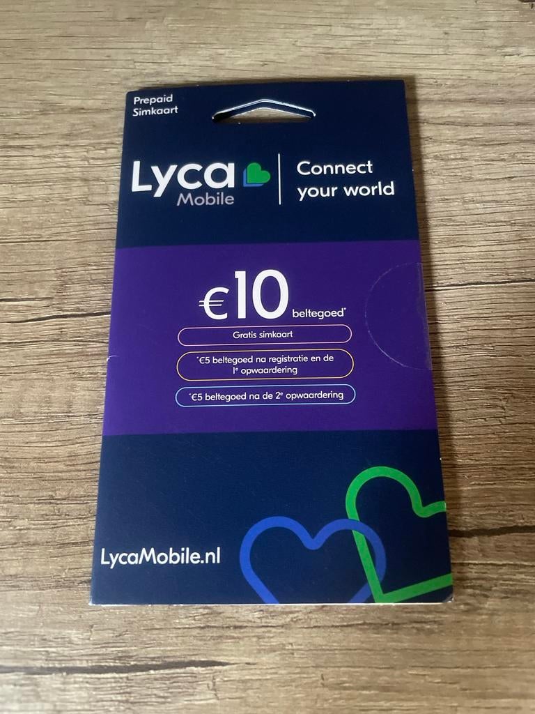 Lyca Mobile Simkaart met €10 beltegoed, Ophalen of Verzenden, Zo goed als nieuw, Overige providers, Simkaart