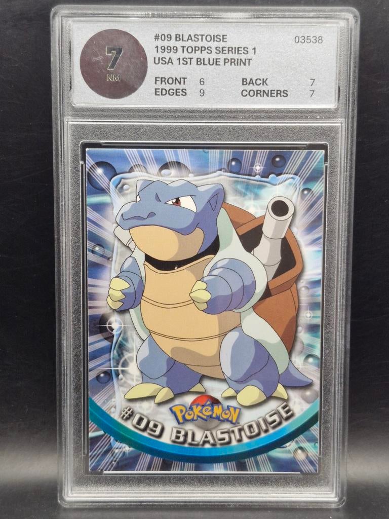 Blastoise 1999 topps Series 1 #09 woetoe grading 7, Verzenden, Zo goed als nieuw, Losse kaart