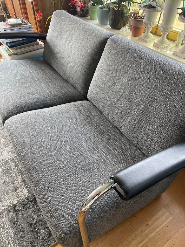 Leolux Scylla 2-2,5 zits bank in donkergrijze stof, Ophalen, 150 tot 200 cm, Tweepersoons, 75 tot 100 cm