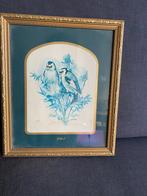 Set van 2 vintage schilderijlijsten met vogelafbeeldingen, Huis en Inrichting, Woonaccessoires | Lijsten, Ophalen of Verzenden