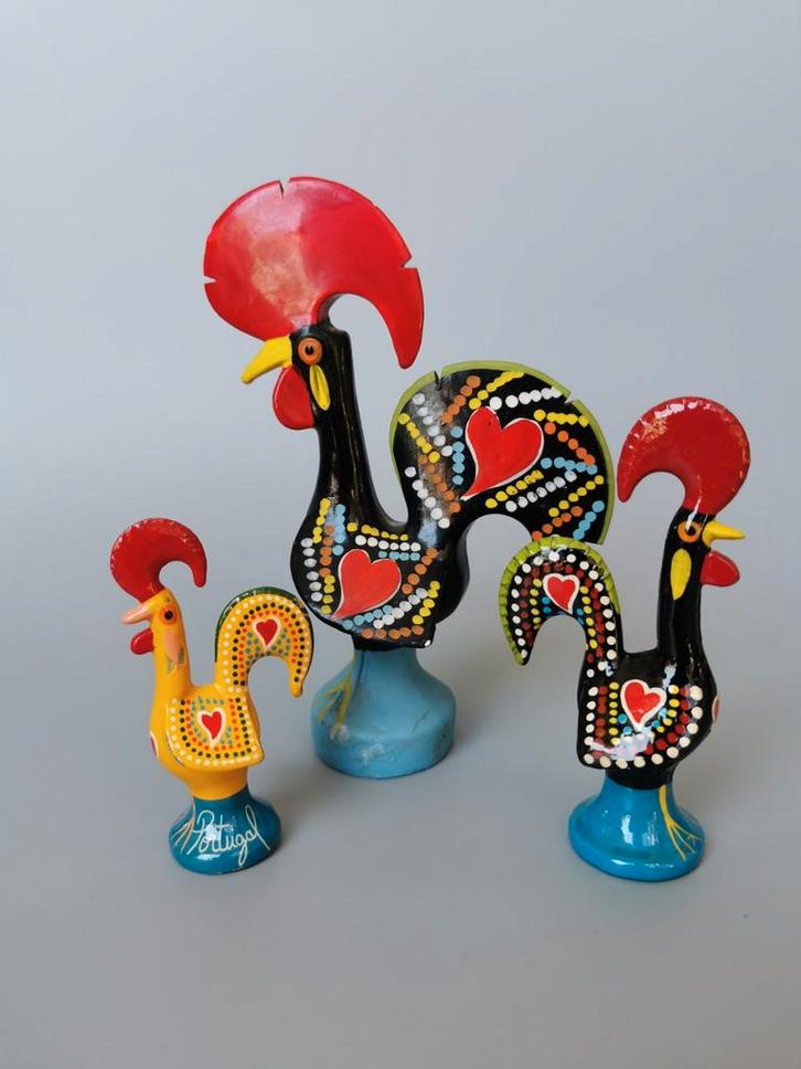 Retro vintage hanen van emaille en keramiek Pasen, Verzamelen, Beelden en Beeldjes, Zo goed als nieuw, Dier, Verzenden