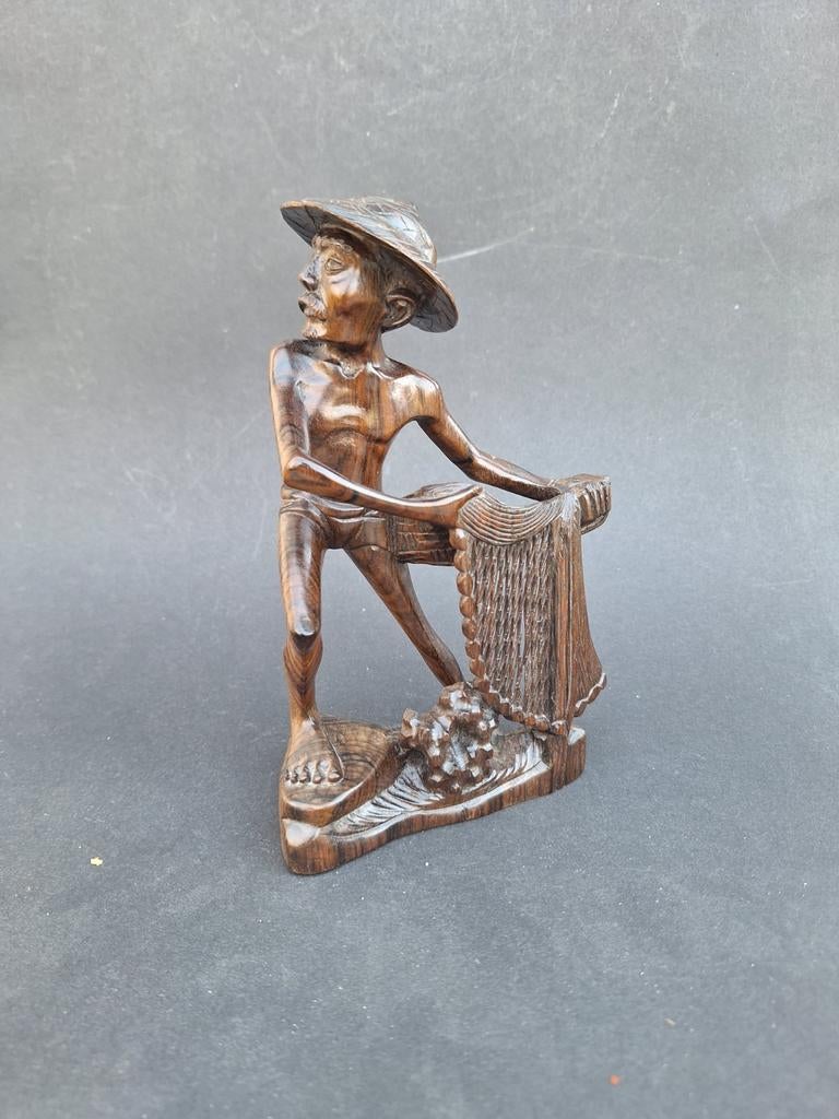 2 x indonesie beeld visser man  2x, Ophalen of Verzenden