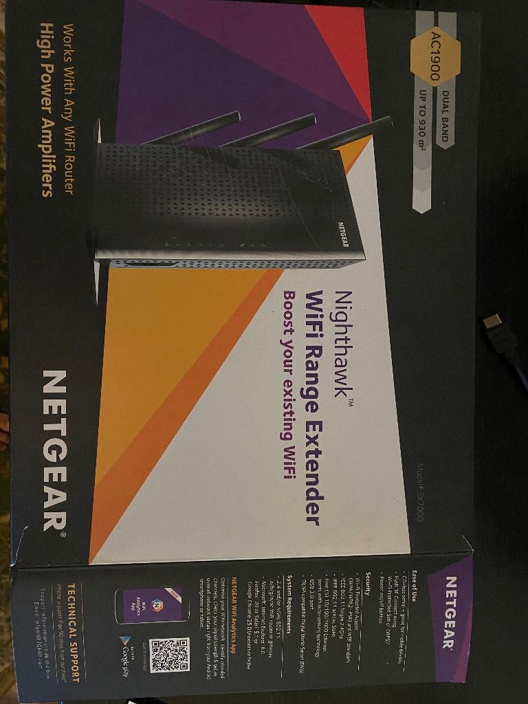 Nighthawk EX7000 AC1900, Dual-Band WiFi Range Extender, Ophalen, Gebruikt, Netgear