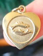 Gouden hartvormige hanger met vissen symbool, Ophalen of Verzenden, Goud, Goud