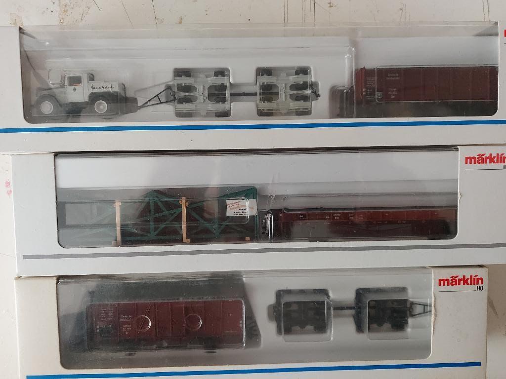 3  Marklin Goederen wagons met lading, Wisselstroom, Ophalen of Verzenden, Märklin, Nieuw