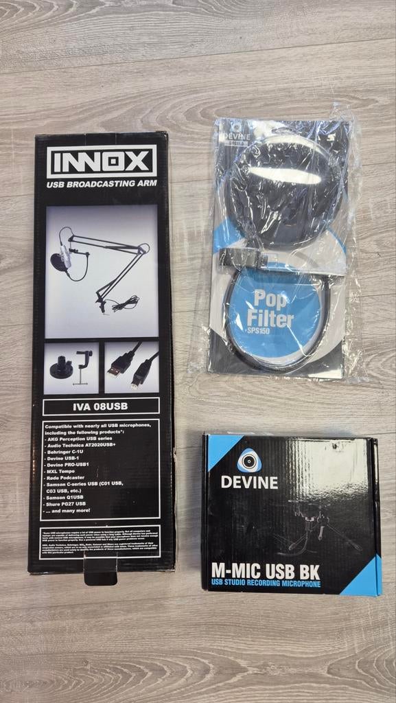 Complete Podcast Microfoon Set - Devine M-Mic USB BK, Ophalen of Verzenden, Nieuw, Studiomicrofoon