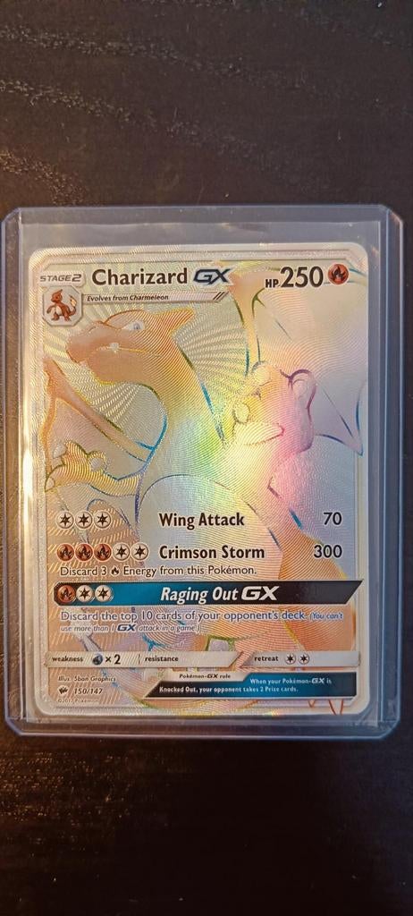 Charizard GX Rainbow Rare 150/147, Ophalen, Gebruikt, Losse kaart, Foil