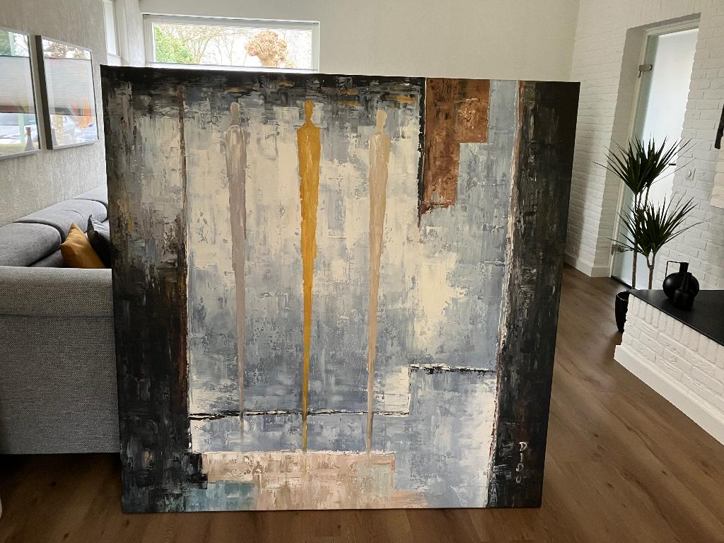 Acryl schilderij op doek van 1.50 bij 1.50 mtr, Antiek en Kunst, Kunst | Schilderijen | Modern, Ophalen
