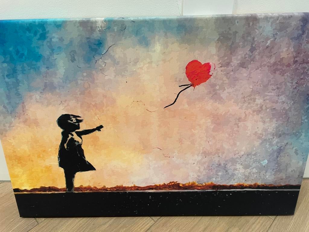 Kunst Banksy Girl with Balloon 66x44, Ophalen of Verzenden