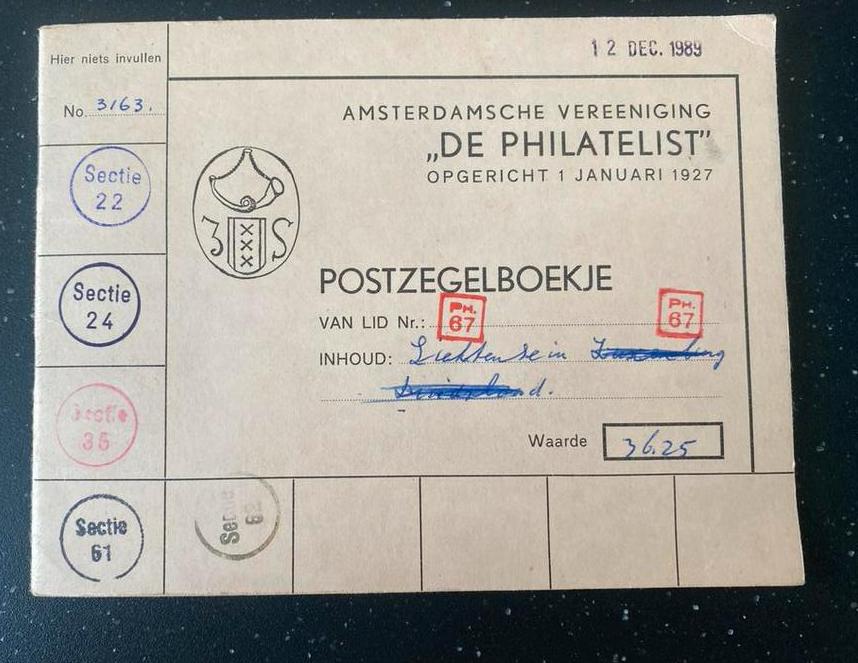 Postzegelboekje Liechtenstein Amsterdamsche  "De Philatelist, Postzegels en Munten, Postzegels | Nederland, Ophalen of Verzenden