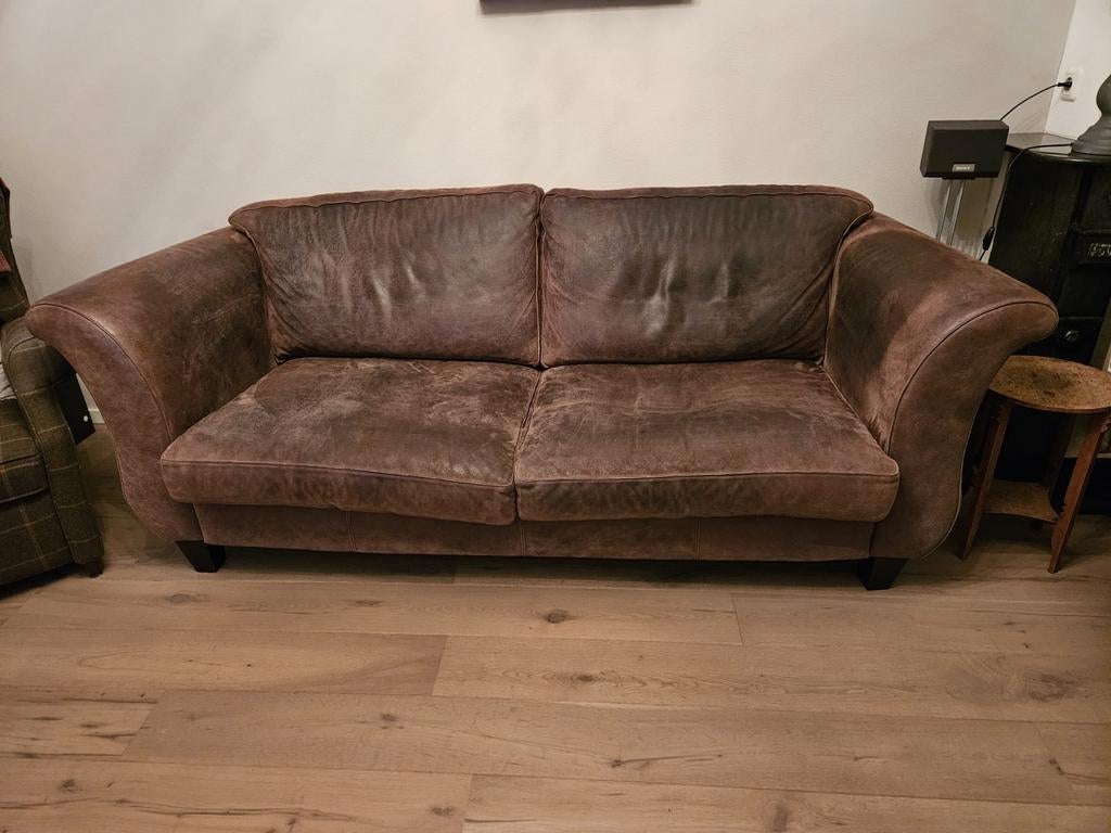 Leren bank GRATIS, Huis en Inrichting, Banken | Bankstellen, Ophalen, Gebruikt, Tweepersoons, Rechte bank