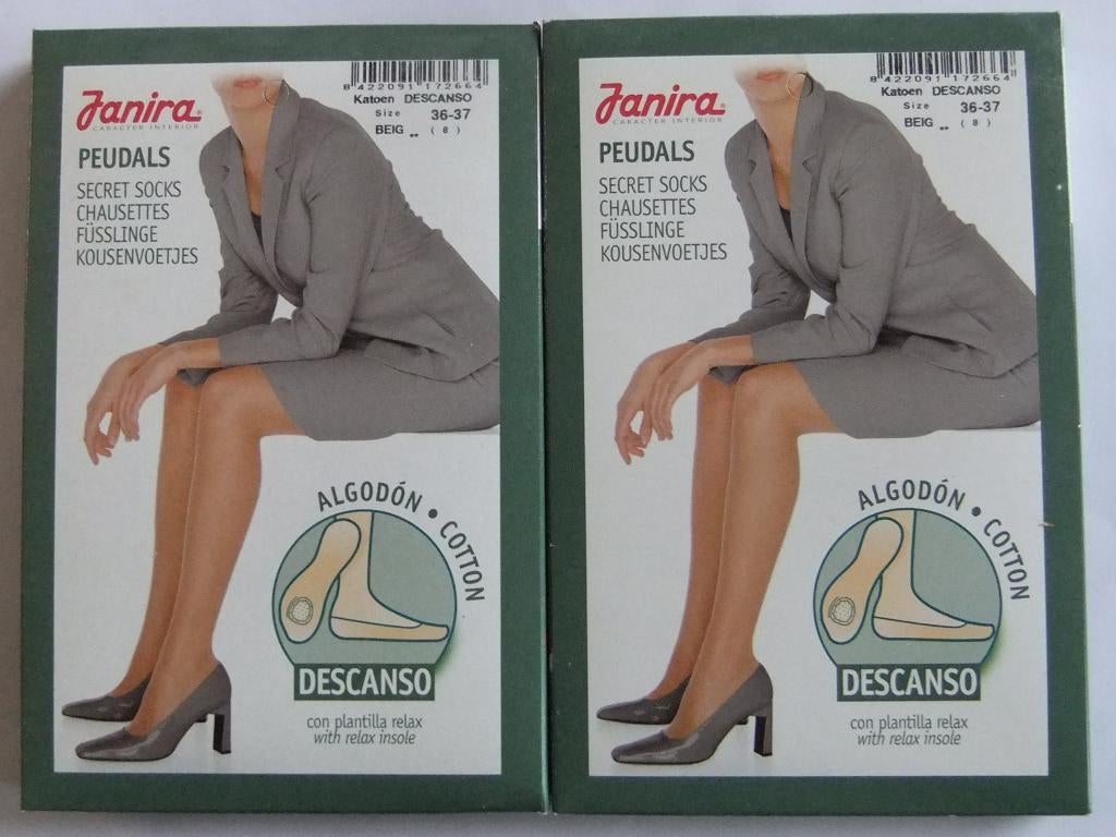 2 paar Janira Peudals kousevoetjes 36/37 katoen met massage, Sokken en Kniesokken, Verzenden, Beige, Maat 35 t/m 38