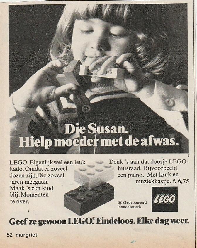 Retro reclame 1975 Lego meisje Susan krijgt cadeautje, Verzenden, Overige typen