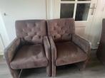 6 bruine eetkamerstoelen met wieltjes - Van Bommel, Ophalen, Gebruikt, Bruin, Stof