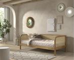 Olive kajuitbed rotan - 90x200 - Massief eiken, Kinderen en Baby's, Kinderkamer | Bedden, Niet ingevuld, Niet ingevuld, Niet ingevuld