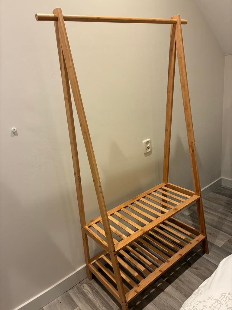 Stijlvol houten Kledingrek met 2 Planken, Kleding | Dames, Kledingrekken, Ophalen, Zo goed als nieuw