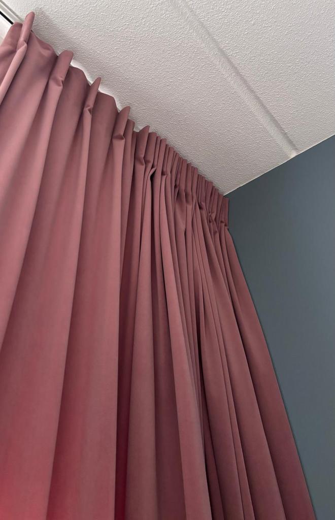 Gordijn Velours roze - semi verduisterend, Ophalen, Overige kleuren, 200 cm of meer, Velours