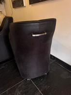 6 lederen eetkamerstoelen met wieltjes, Huis en Inrichting, Stoelen, Gebruikt, Bruin, Leer, Ophalen of Verzenden