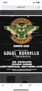 1 staanplek kaartje Dropkick murphys 29 januari ziggo dome, Tickets en Kaartjes, Concerten | Rock en Metal, Eén persoon, Januari