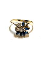 14k gouden ring met saffier en zirkonia, -, -, Ophalen of Verzenden, Zo goed als nieuw