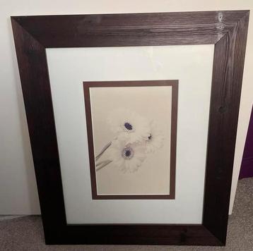 Bloemenprint met lijst bruin beschikbaar voor biedingen