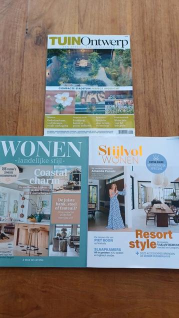 3 tijdschriften wonen, stijlvol wonen, tuin ontwerp  beschikbaar voor biedingen