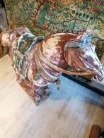 XXL OUD ZWAAR POLYCHROOM HOUTEN PAARD INDIA 110X90 CM, Ophalen