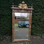 Oude houten kasteel spiegel, antieke spiegel, leeuwenkoppen., 150 tot 200 cm, Gebruikt, Rechthoekig, Ophalen