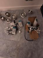 GRATIS: 7 Halogeen inbouwspots met trafo. Grijs., Ophalen of Verzenden, Zo goed als nieuw, Metaal of Aluminium, Halogeen