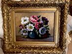 Prachtige antiek olieverf bloemen schilderij, Ophalen of Verzenden