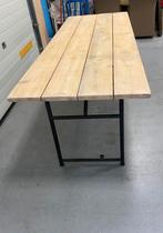 Oerdegelijke legertafel en bankjes, Tuin en Terras, Ophalen of Verzenden, Zo goed als nieuw, Inklapbaar, Rechthoekig