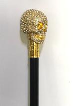 Wandelstok Swarovski Schedel Doodshoofd Goud verguld✨🤗👌, Ophalen of Verzenden, Opvouwbaar, Nieuw