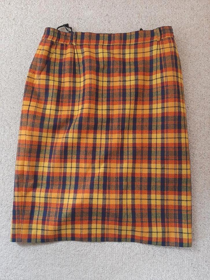 Vintage Gele Ruit wollen Kokerrok - Pago, Kleding | Dames, Rokken, Zo goed als nieuw, Maat 42/44 (L), Geel, Onder de knie, Ophalen of Verzenden