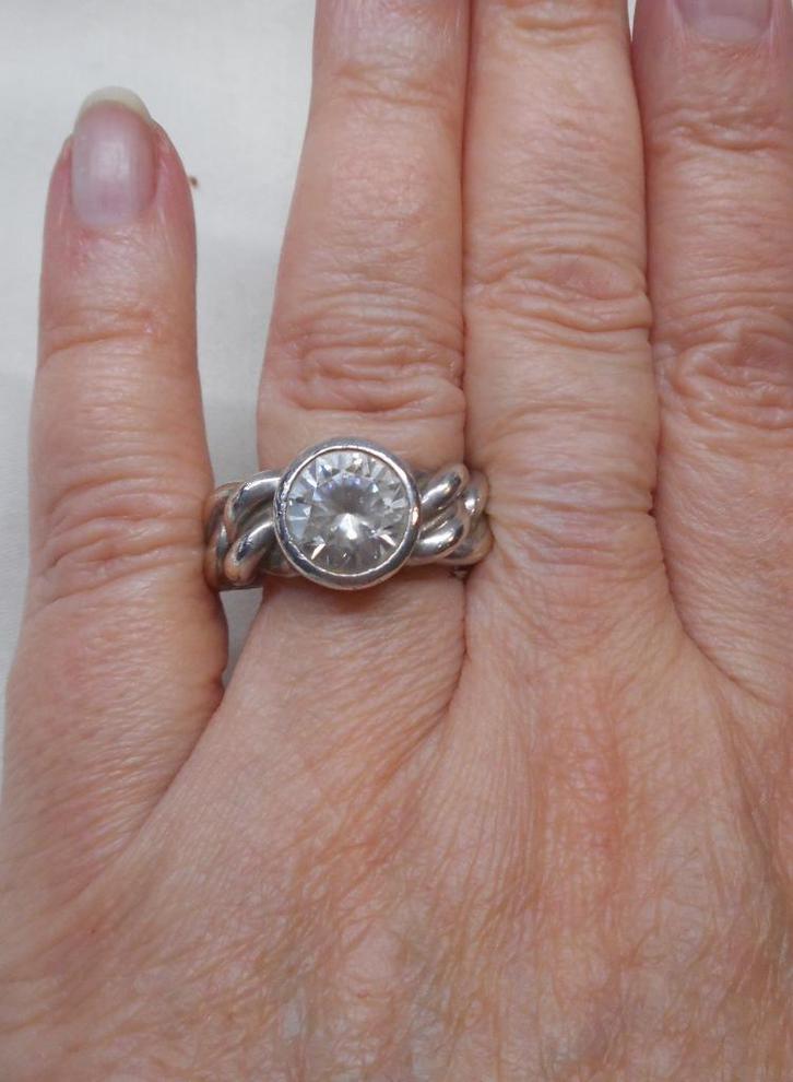 Zilveren Ti Sento ring maat 18.5 nr.031, Sieraden, Tassen en Uiterlijk, Ringen, Gebruikt, Dame, 18 tot 19, Zilver, Zilver, Verzenden