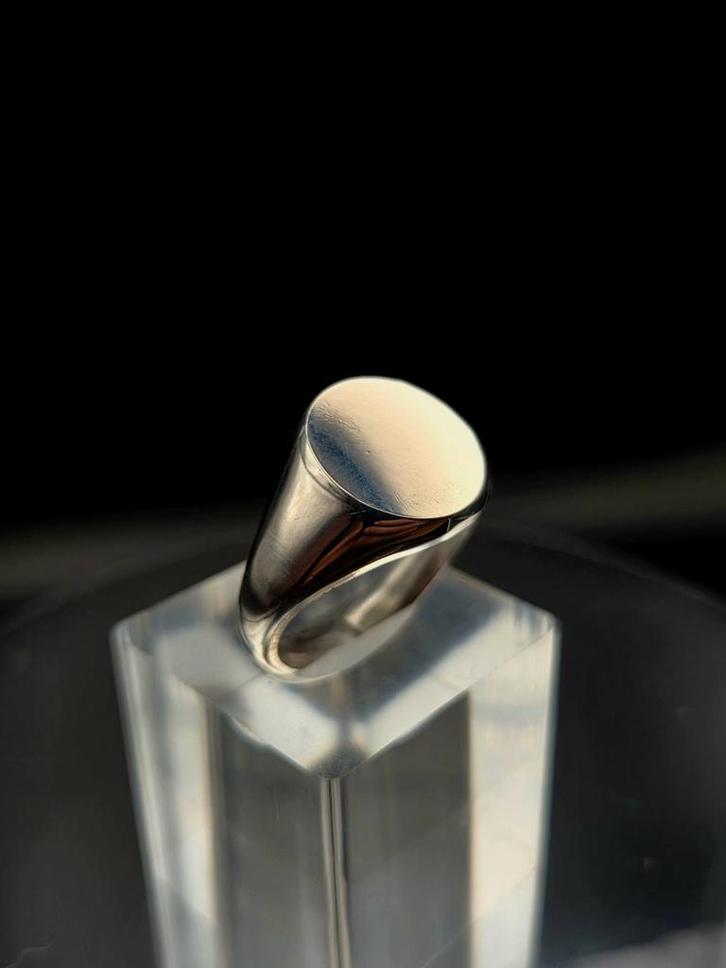 Ovale Zilveren Zegelring - Custom Made, Sieraden, Tassen en Uiterlijk, Ringen, Nieuw, Dame of Heer, 18 tot 19, Zilver, Zilver