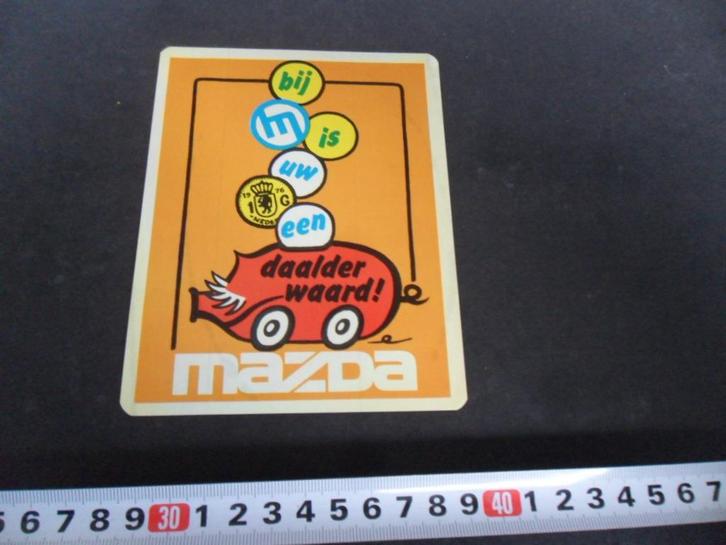 sticker strip auto bij MAZDA is uw gulden een daalder waard, Verzamelen, Stickers, Zo goed als nieuw, Bedrijf of Vereniging, Ophalen