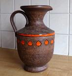 Vintage vaas bruin oranje aardewerk Italiaans Scandinavisch?, Minder dan 50 cm, Oranje, Gebruikt, Ophalen of Verzenden