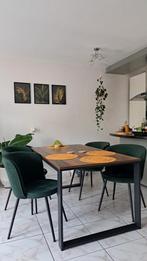 Eettafel en 4 stoelen, Profijt tafel, stoelen Jysk, Ophalen, Zo goed als nieuw, Rechthoekig, 50 tot 100 cm