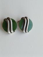 Jade oorclips massief zilver gekeurd, Sieraden, Tassen en Uiterlijk, Oorbellen, Ophalen of Verzenden, Zo goed als nieuw, Zilver
