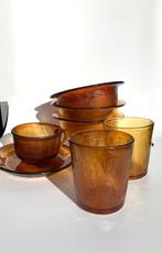 Vintage gekleurd glas Arcoroc Sierra oker kommen bekers kop, Arcoroc, N, N, Ophalen of Verzenden