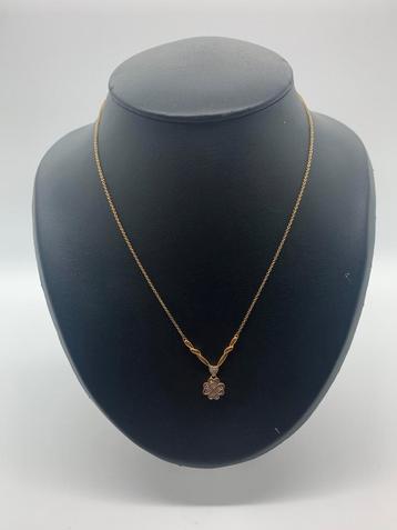 X800 Prachtige zilveren ketting goudkleur hanger strass beschikbaar voor biedingen