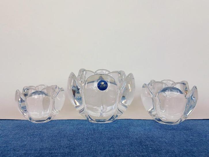 Set 3 Sfeerlichten Kristal Lotus Royal Copenhagen, Antiek en Kunst, Antiek | Glas en Kristal, Ophalen of Verzenden
